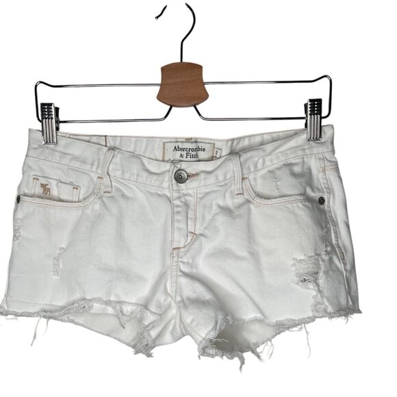 Abercrombie & Fitch Womens Y2K White Denim Low Cut Shorts Size 2 - Picture 1 of 10